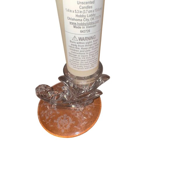 Clear Glass Candle Holders With Etched Design - Picture 5 of 10